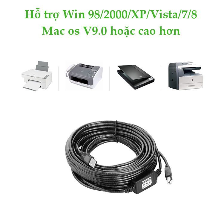 Cáp máy in Ugreen US122 10374 tích hợp IC khuyếch đại Dài 10m