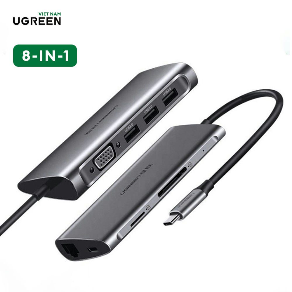 Bộ chuyển đổi USB-C sang 3 cổng USB 3.0 + HDMI + RJ45 + SD/TF Ugreen 50538