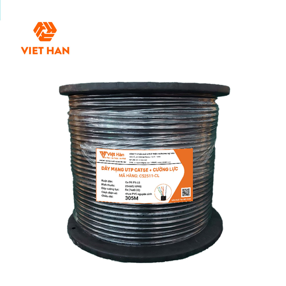 Cáp mạng 305m Việt Hàn CAT.5E UTP 25AWG 305m + cường lực