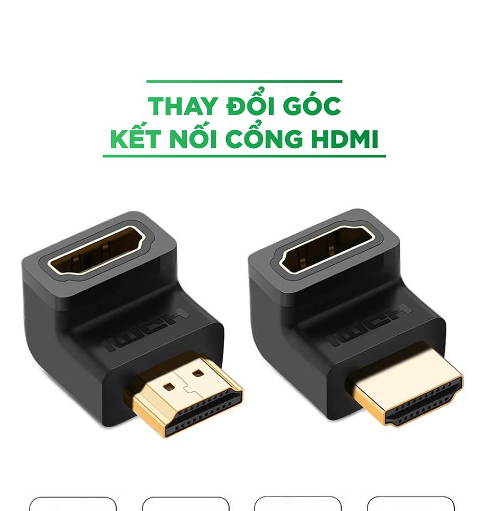 Đầu nối cổng HDMI male sang HDMI female vuông góc 90 độ BẺ XUỐNG UGREEN 20109