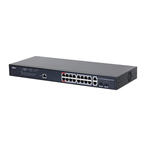 Switch PoE DAHUA DH-PFS4218-16GT-130 (16 PoE Gigabit, 2 uplink Gigabit hoặc 2 SFP, 130W)