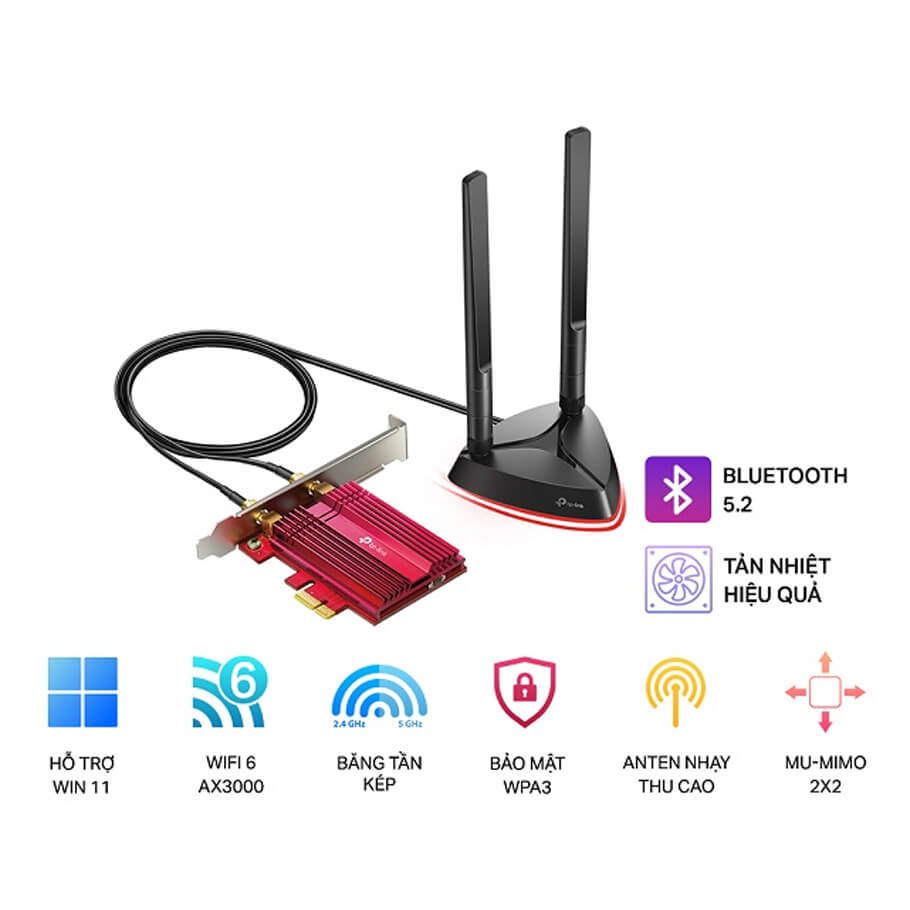 Card mạng PCIe Wi-Fi 6 AX3000 TP-Link Archer TX3000E