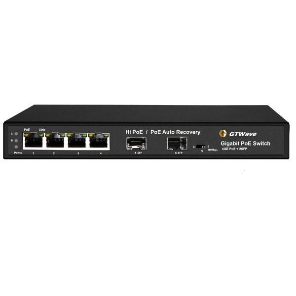 Switch 4 cổng POE 2 cổng quang GTWAVE GT4P-2S-HA