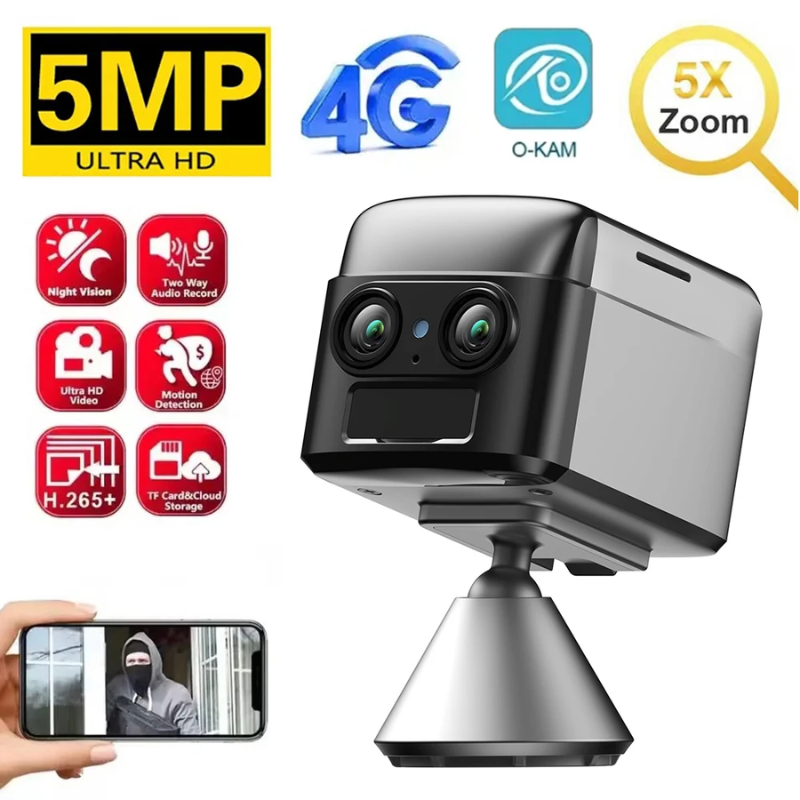 Camera SQ7 Pro  4G  - Zoom 5X - Pin 8 Ngày - Kết nối xem online từ xa. Hồng ngoại Ẩn