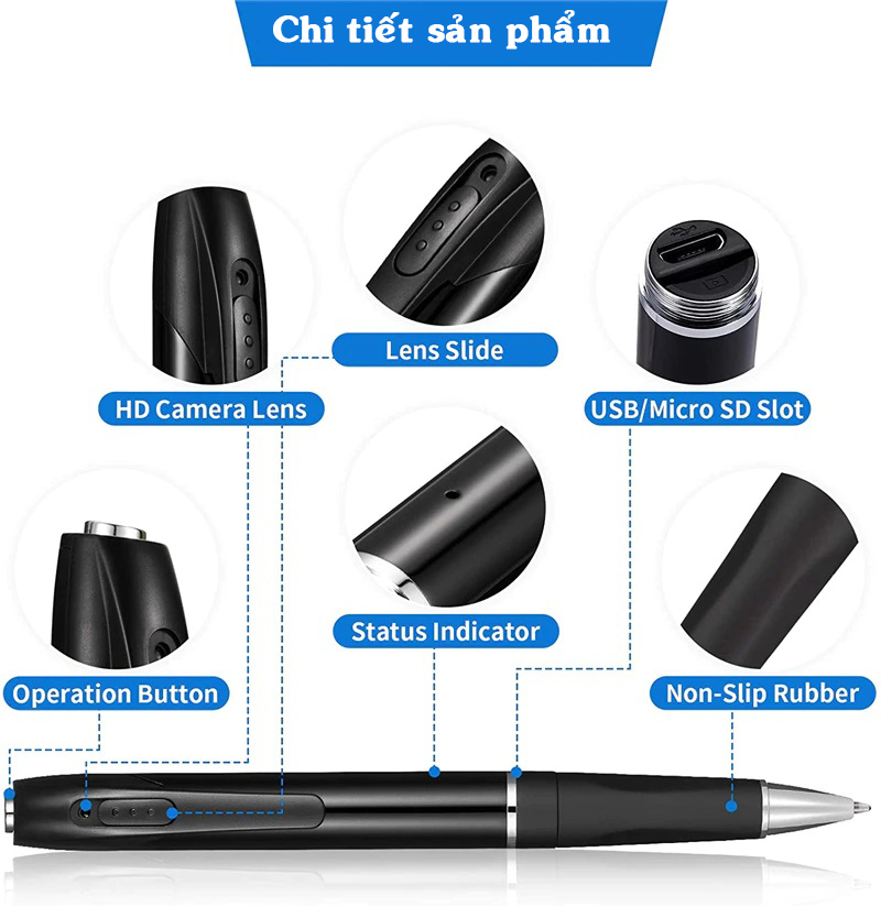 Bút PV8 Camera Wifi xem online từ xa - Quay Offline - Online 4h âm thanh rõ nét