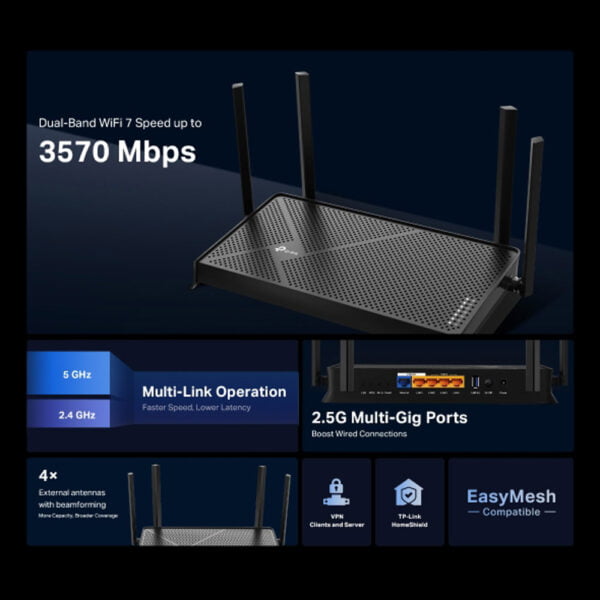 Bộ phát Wifi 7 TP-Link Archer BE230 [Băng tầng kép, 3570 Mbps]