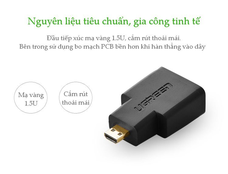 Đầu chuyển đổi micro HDMI (đực) sang HDMI (cái) UGREEN 20106