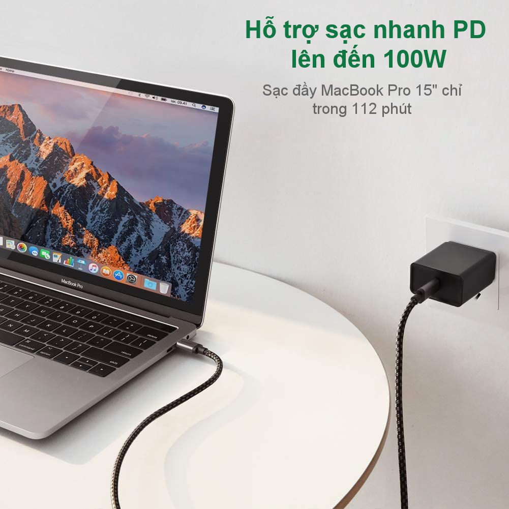 Cáp sạc nhanh 2 đầu Type C sạc nhanh PD100W UGREEN US316 70428 dài 1.5m