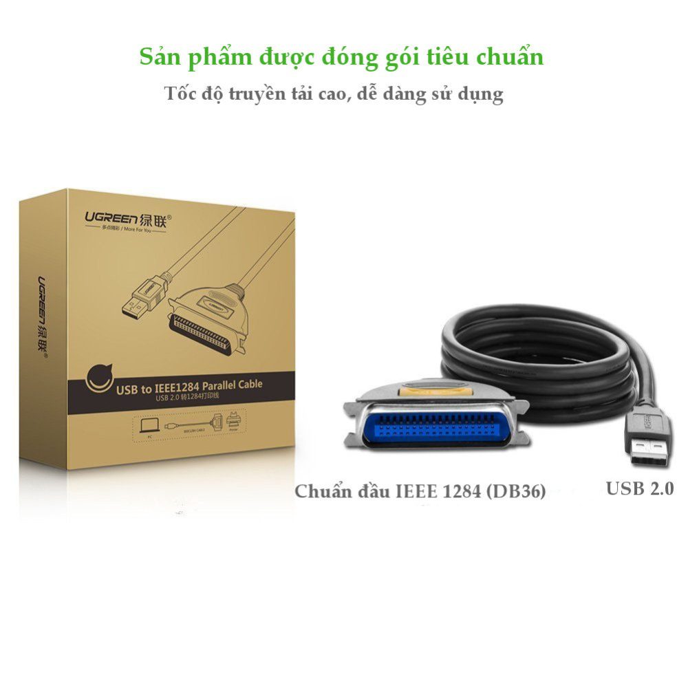 Dây cáp máy in USB sang IEEE1284 Parallel dài 1.5m UGREEN CR124 30227