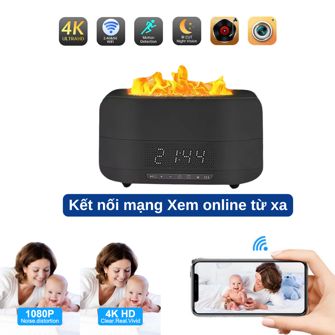 Camera B8X Pro ẩn dưới dạng máy Xông tinh dầu - Hình ảnh 4K - Âm thanh sống động.