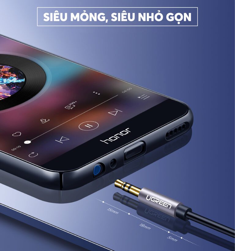 Dây cáp nối dài 3.5mm UGREEN AV118 40674 hỗ trợ Mic Màu Xanh Dài 1.5m