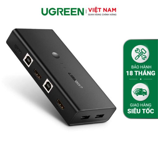 Bộ gộp HDMI KVM UGREEN CM200 – Gộp 2 máy tính dùng chung 1 màn hình, sử dụng chung chuột và bàn phím