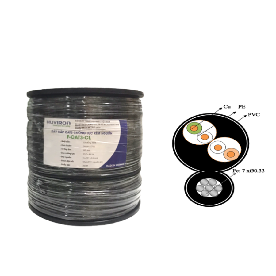 Cáp mạng CAT3 cường lực HUVIRON F-CAT3-CL-04