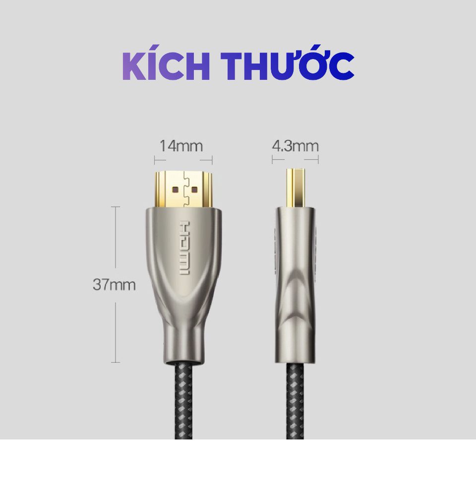 Cáp HDMI 2.0 UGREEN HD131 50106 Dây Carbon chuẩn 4K/60Hz dài 1m