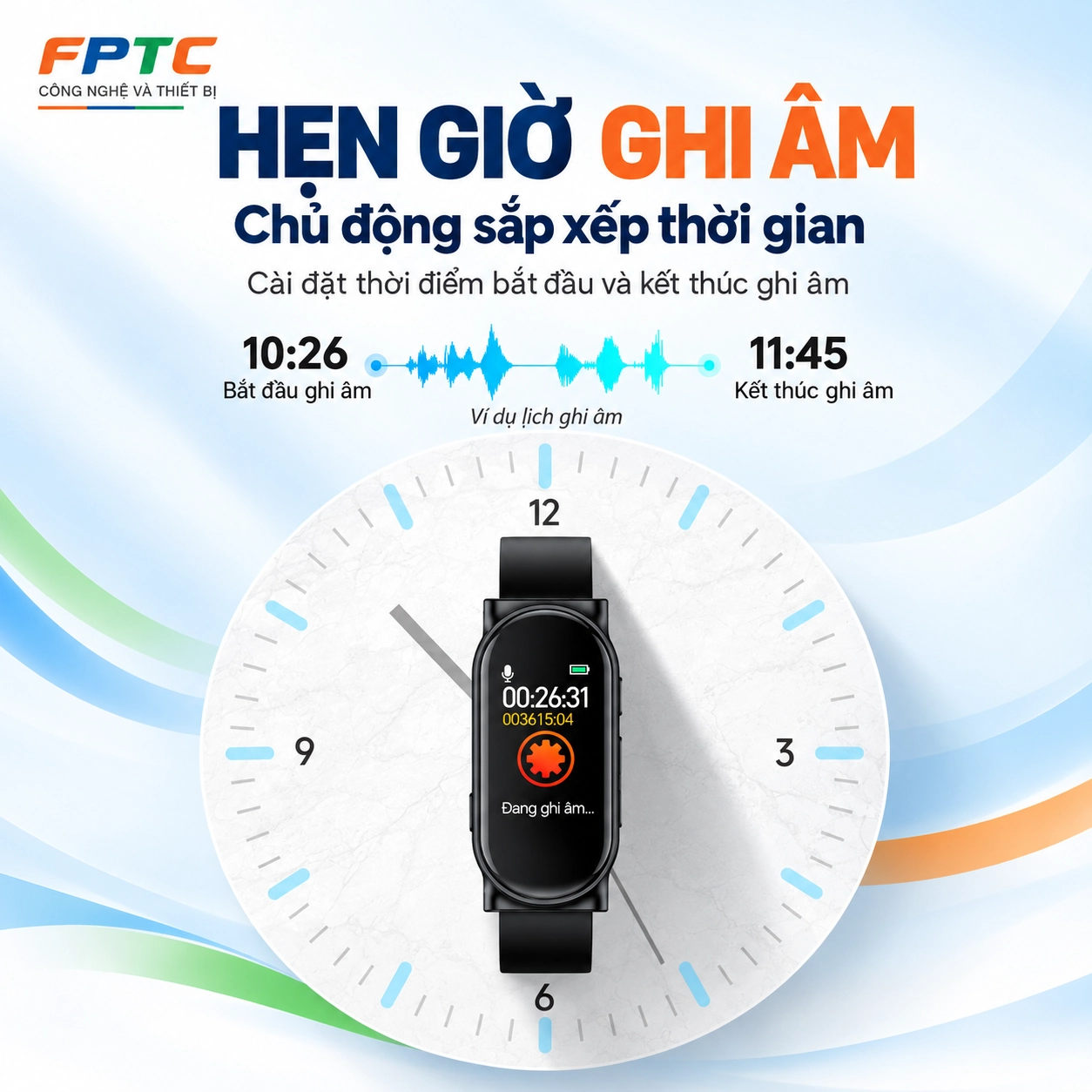 Máy ghi âm đồng hồ đeo tay Lenovo C1 – Ghi liên tục 15 giờ