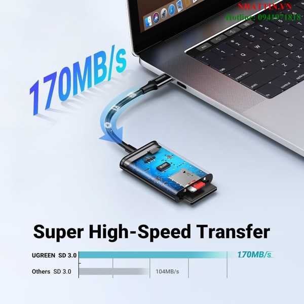 Đầu đọc thẻ SD/TF USB 3.0 chuẩn Type-C Ugreen 35622 cao cấp (hỗ trợ thẻ 2TB)