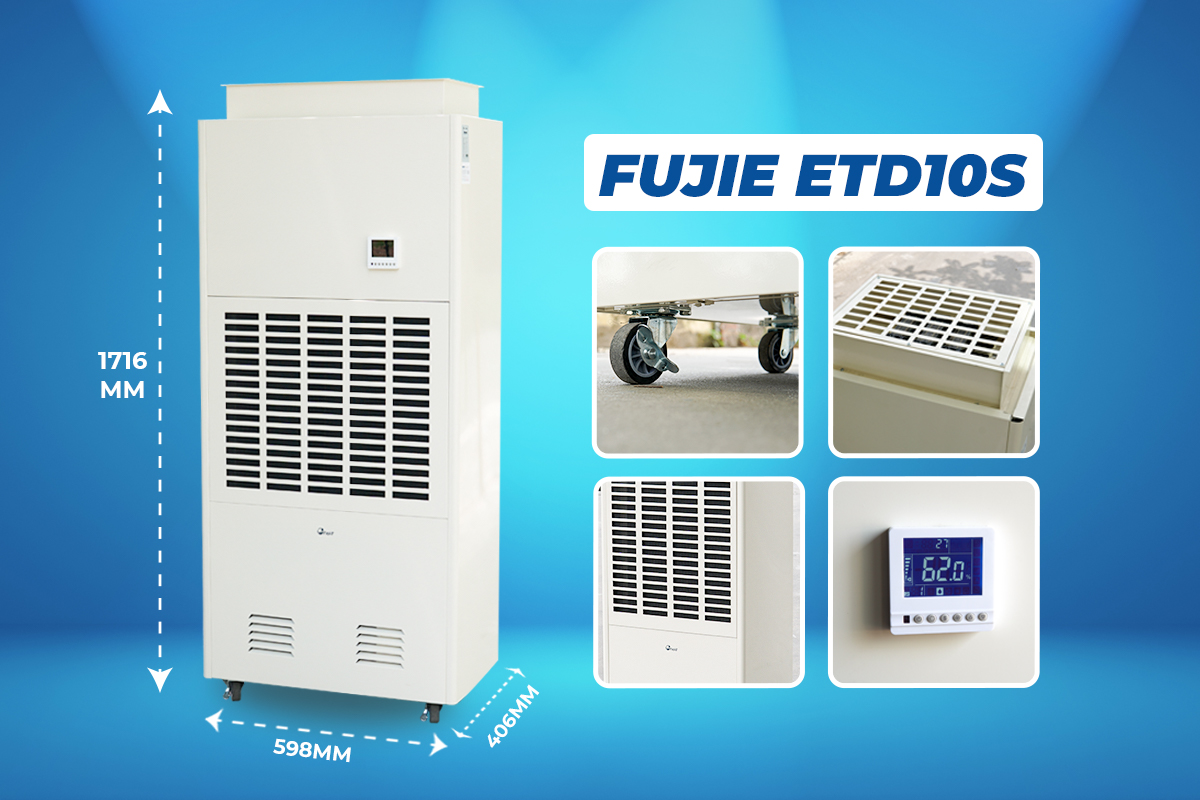 Máy hút ẩm công nghiệp FUJIE ETD10S chuyên dụng cho mục đích sấy